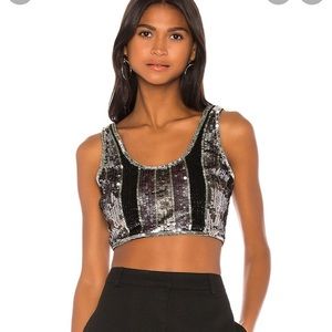 NBD Lena Embellished Top in Black Tonal